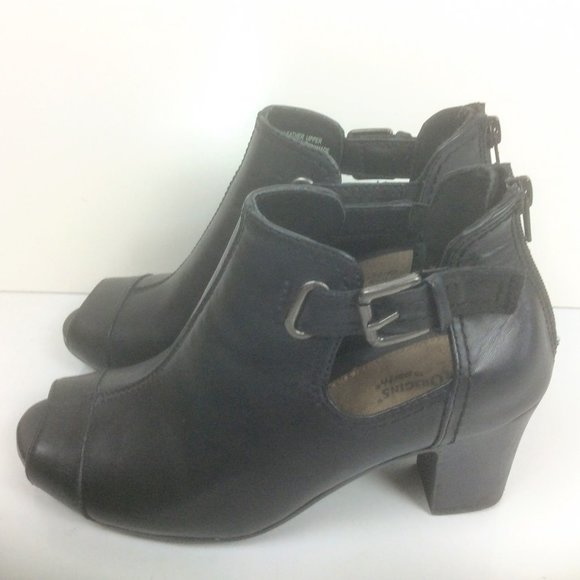 Earth Origins Shoes - Earth Origins "Sawyer" Peep Toe Black Leather Bootie Size 8.5 M